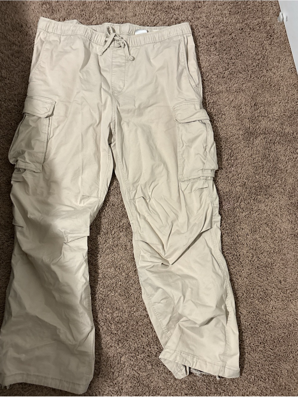 H&M Light Beige Cargo Pants with Drawstring Waist